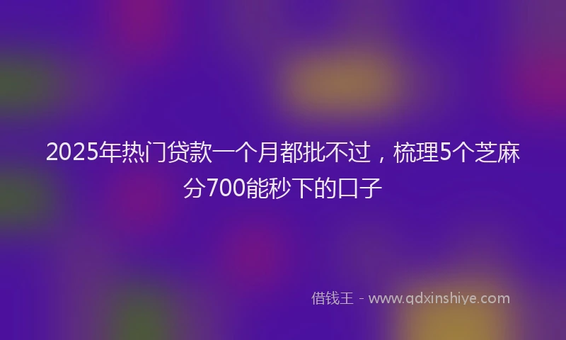 2025年热门贷款一个月都批不过，梳理5个芝麻分700能秒下的口子
