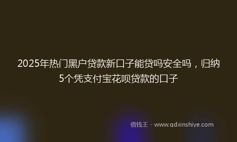 2025年热门黑户贷款新口子能贷吗安全吗，归纳5个凭支付宝花呗贷款的口子