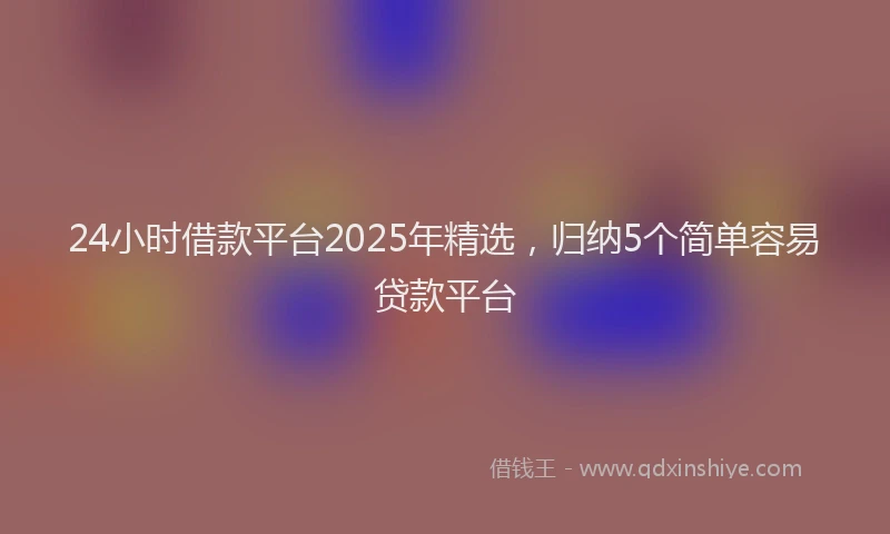 24小时借款平台2025年精选，归纳5个简单容易贷款平台