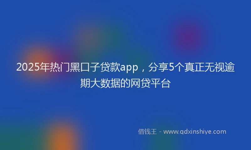 2025年热门黑口子贷款app，分享5个真正无视逾期大数据的网贷平台