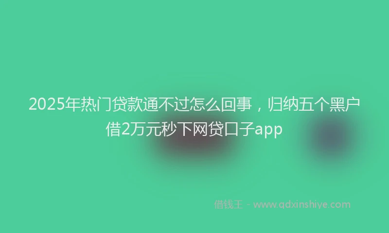 2025年热门贷款通不过怎么回事，归纳五个黑户借2万元秒下网贷口子app
