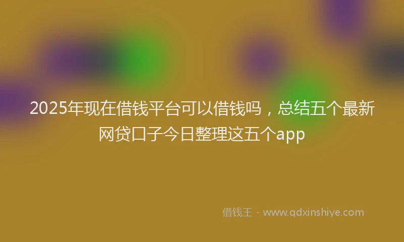 2025年现在借钱平台可以借钱吗，总结五个最新网贷口子今日整理这五个app