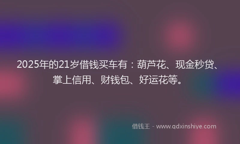 2025年的21岁借钱买车有：葫芦花、现金秒贷、掌上信用、财钱包、好运花等。