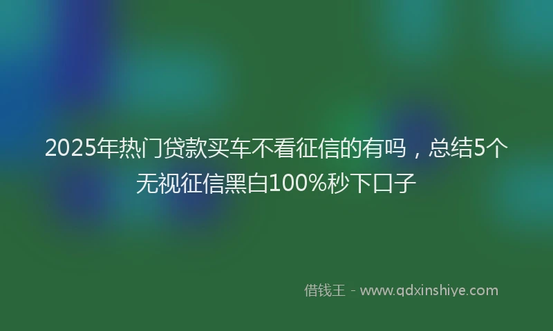 2025年热门贷款买车不看征信的有吗，总结5个无视征信黑白100%秒下口子