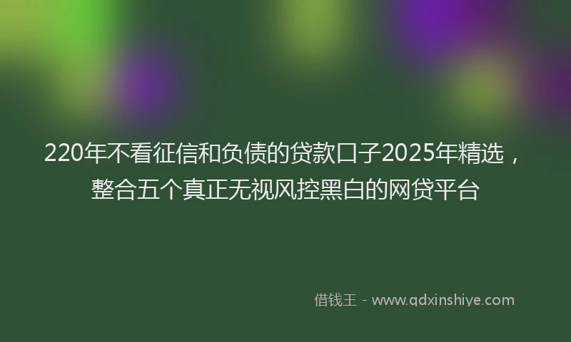 220年不看征信和负债的贷款口子2025年精选，整合五个真正无视风控黑白的网贷平台