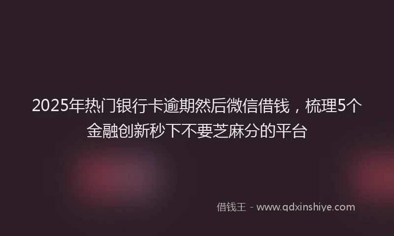 2025年热门银行卡逾期然后微信借钱，梳理5个金融创新秒下不要芝麻分的平台