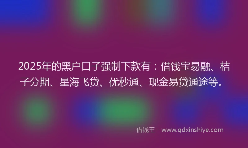 2025年的黑户口子强制下款有：借钱宝易融、桔子分期、星海飞贷、优秒通、现金易贷通途等。