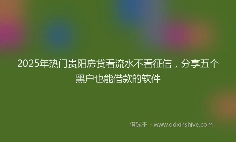 2025年热门贵阳房贷看流水不看征信，分享五个黑户也能借款的软件