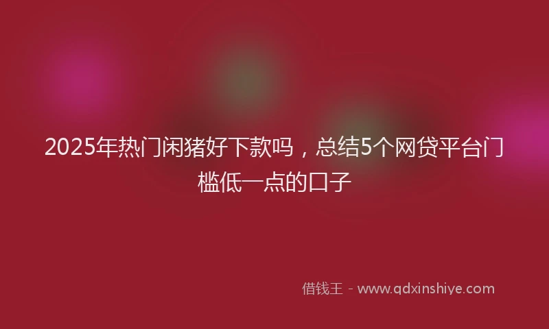 2025年热门闲猪好下款吗，总结5个网贷平台门槛低一点的口子