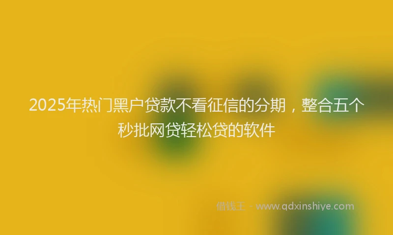 2025年热门黑户贷款不看征信的分期，整合五个秒批网贷轻松贷的软件