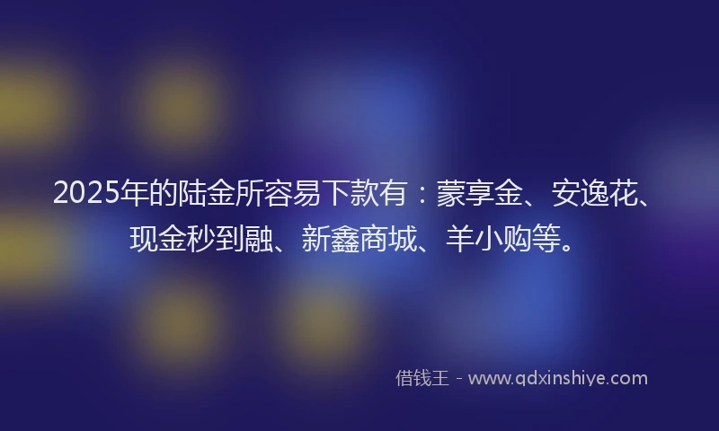 2025年的陆金所容易下款有：蒙享金、安逸花、现金秒到融、新鑫商城、羊小购等。