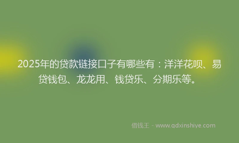 2025年的贷款链接口子有哪些有：洋洋花呗、易贷钱包、龙龙用、钱贷乐、分期乐等。