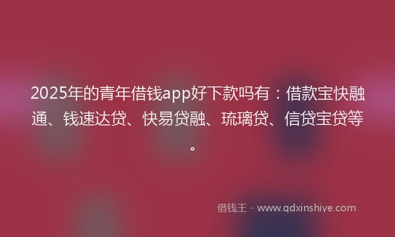2025年的青年借钱app好下款吗有：借款宝快融通、钱速达贷、快易贷融、琉璃贷、信贷宝贷等。