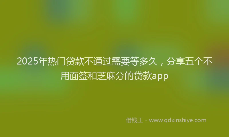 2025年热门贷款不通过需要等多久，分享五个不用面签和芝麻分的贷款app