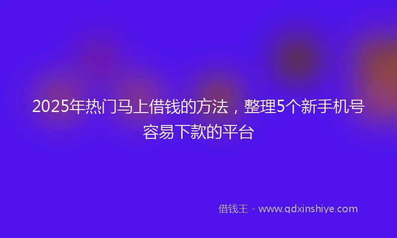 2025年热门马上借钱的方法，整理5个新手机号容易下款的平台