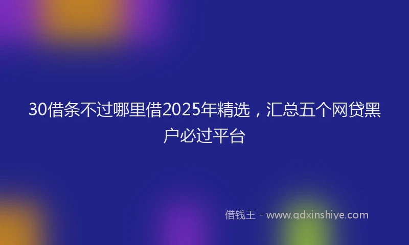 30借条不过哪里借2025年精选，汇总五个网贷黑户必过平台