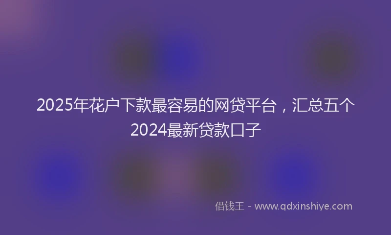 2025年花户下款最容易的网贷平台，汇总五个2024最新贷款口子