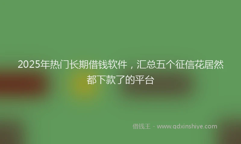 2025年热门长期借钱软件，汇总五个征信花居然都下款了的平台