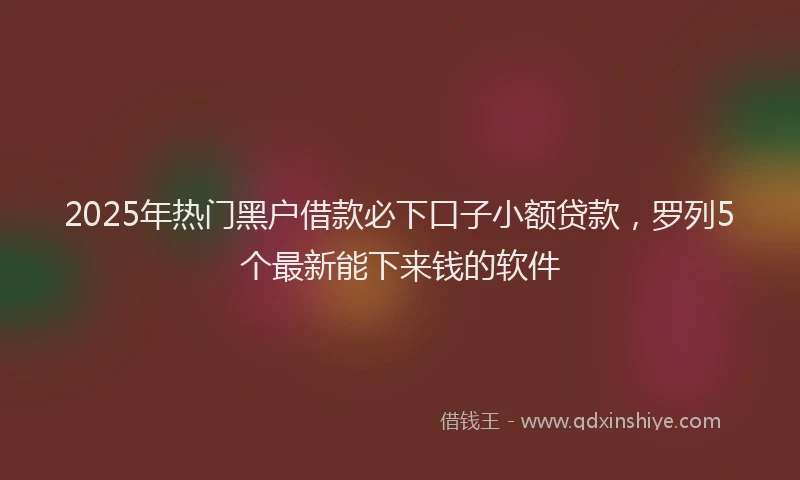 2025年热门黑户借款必下口子小额贷款，罗列5个最新能下来钱的软件