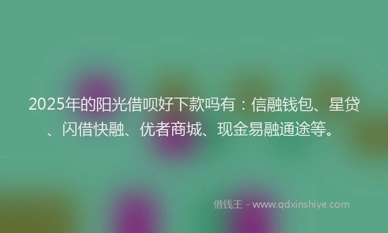 2025年的阳光借呗好下款吗有：信融钱包、星贷、闪借快融、优者商城、现金易融通途等。