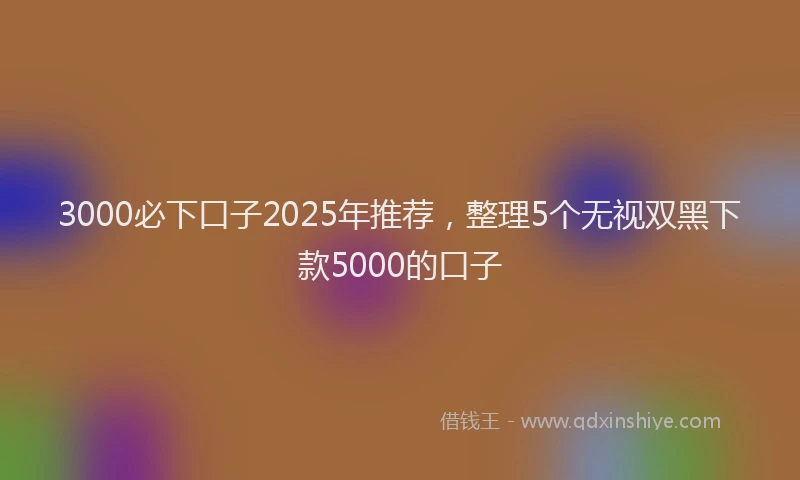 3000必下口子2025年推荐，整理5个无视双黑下款5000的口子