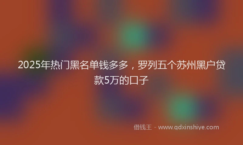 2025年热门黑名单钱多多，罗列五个苏州黑户贷款5万的口子