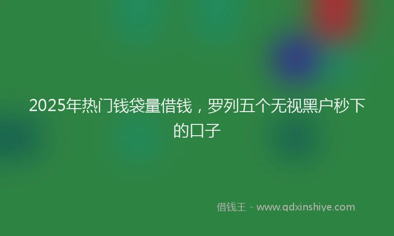 2025年热门钱袋量借钱，罗列五个无视黑户秒下的口子