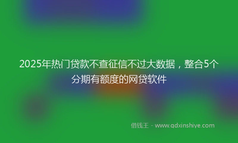 2025年热门贷款不查征信不过大数据，整合5个分期有额度的网贷软件