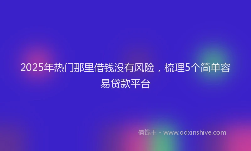 2025年热门那里借钱没有风险，梳理5个简单容易贷款平台