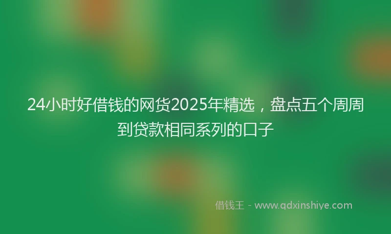 24小时好借钱的网货2025年精选，盘点五个周周到贷款相同系列的口子
