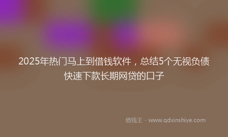 2025年热门马上到借钱软件，总结5个无视负债快速下款长期网贷的口子