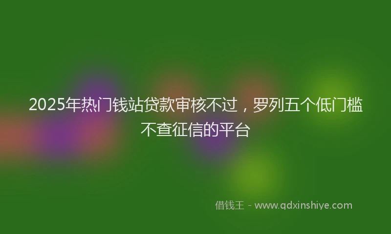 2025年热门钱站贷款审核不过，罗列五个低门槛不查征信的平台