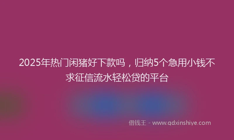 2025年热门闲猪好下款吗，归纳5个急用小钱不求征信流水轻松贷的平台