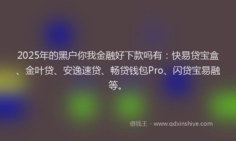 2025年的黑户你我金融好下款吗有：快易贷宝盒、金叶贷、安逸速贷、畅贷钱包Pro、闪贷宝易融等。