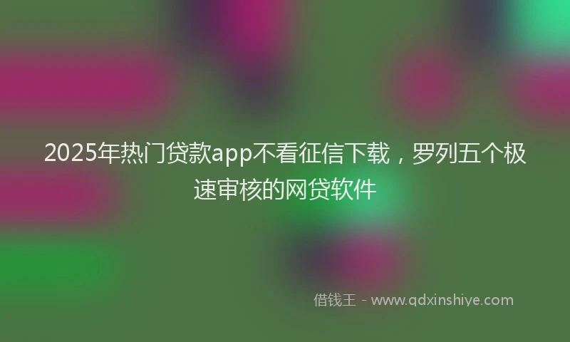 2025年热门贷款app不看征信下载，罗列五个极速审核的网贷软件