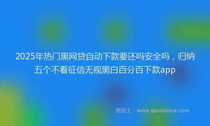2025年热门黑网贷自动下款要还吗安全吗，归纳五个不看征信无视黑白百分百下款app