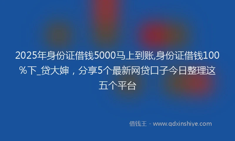 2025年身份证借钱5000马上到账,身份证借钱100%下_贷大婶，分享5个最新网贷口子今日整理这五个平台
