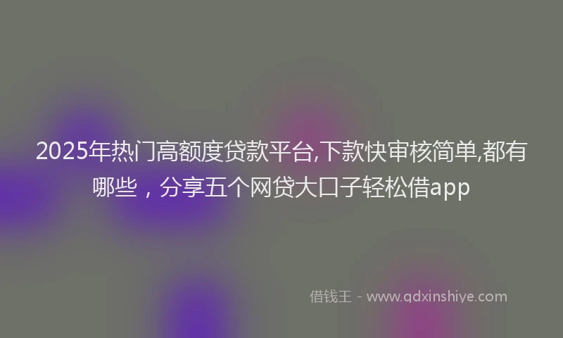 2025年热门高额度贷款平台,下款快审核简单,都有哪些，分享五个网贷大口子轻松借app