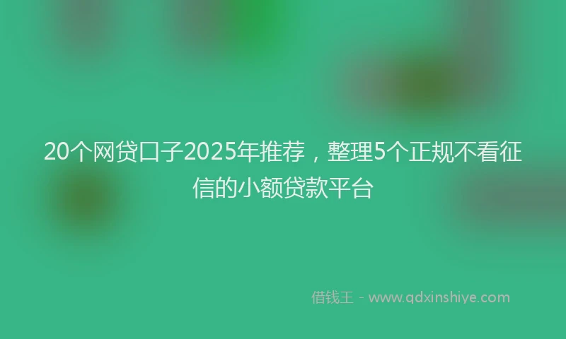 20个网贷口子2025年推荐，整理5个正规不看征信的小额贷款平台