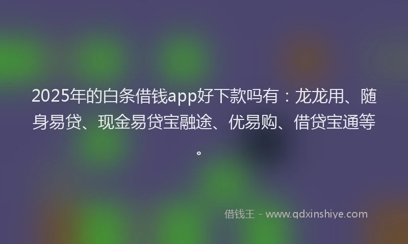 2025年的白条借钱app好下款吗有：龙龙用、随身易贷、现金易贷宝融途、优易购、借贷宝通等。