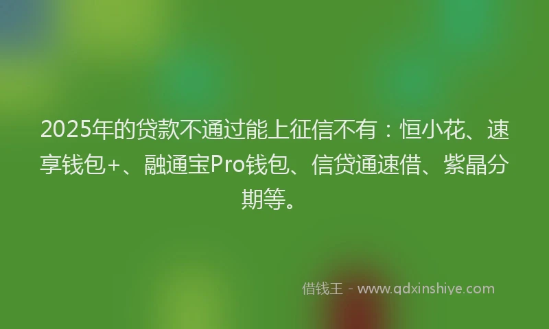 2025年的贷款不通过能上征信不有：恒小花、速享钱包+、融通宝Pro钱包、信贷通速借、紫晶分期等。