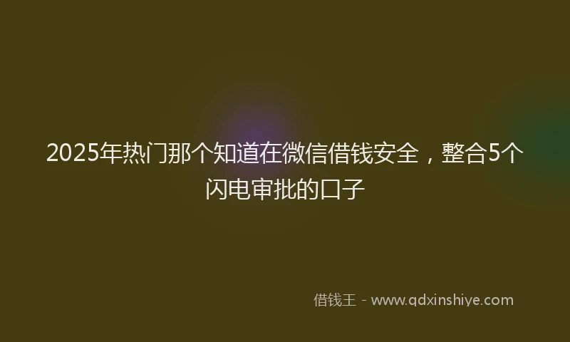 2025年热门那个知道在微信借钱安全，整合5个闪电审批的口子