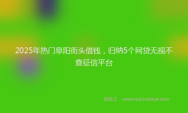 2025年热门阜阳街头借钱，归纳5个网贷无视不查征信平台