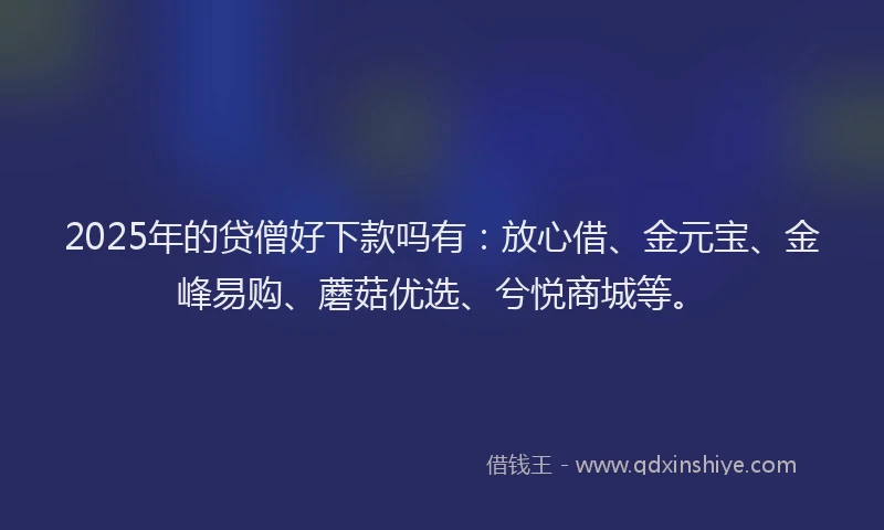 2025年的贷僧好下款吗有：放心借、金元宝、金峰易购、蘑菇优选、兮悦商城等。