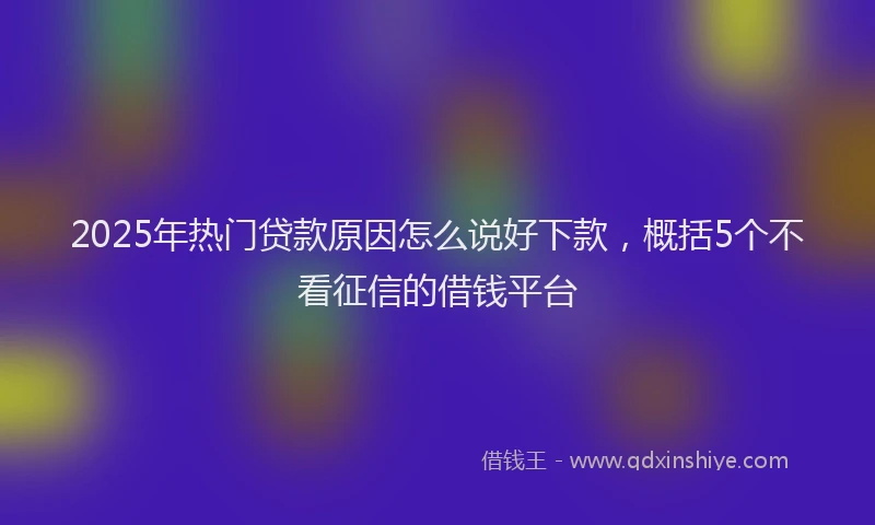 2025年热门贷款原因怎么说好下款，概括5个不看征信的借钱平台