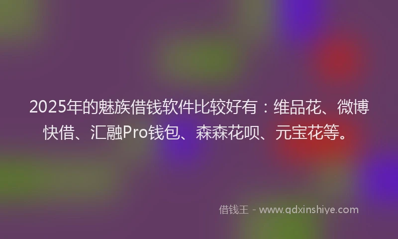 2025年的魅族借钱软件比较好有：维品花、微博快借、汇融Pro钱包、森森花呗、元宝花等。