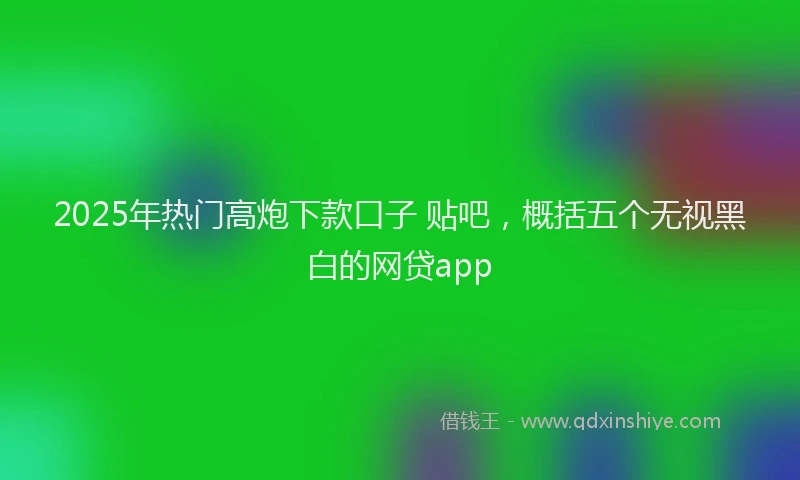 2025年热门高炮下款口子 贴吧，概括五个无视黑白的网贷app