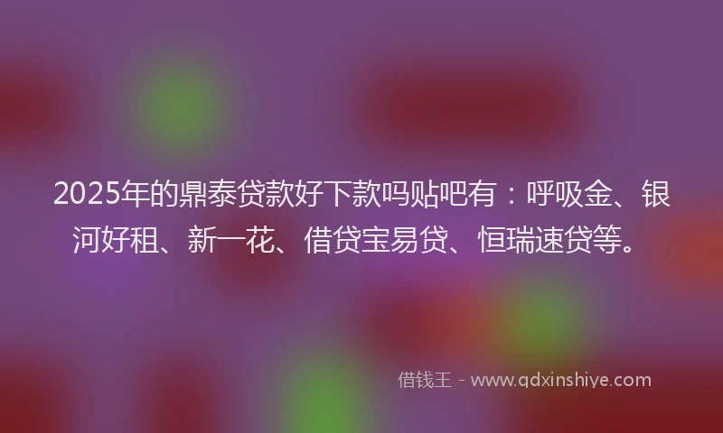 2025年的鼎泰贷款好下款吗贴吧有：呼吸金、银河好租、新一花、借贷宝易贷、恒瑞速贷等。