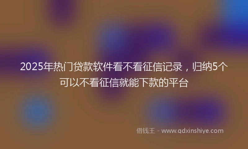 2025年热门贷款软件看不看征信记录，归纳5个可以不看征信就能下款的平台