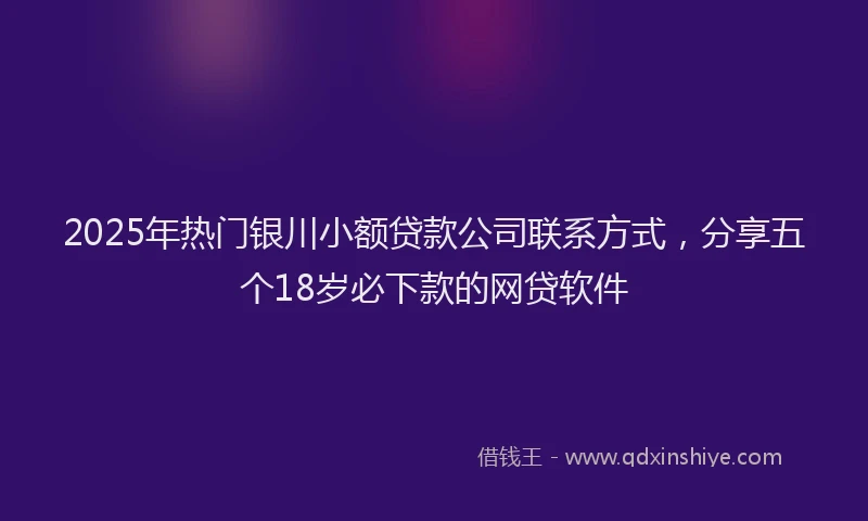 2025年热门银川小额贷款公司联系方式，分享五个18岁必下款的网贷软件